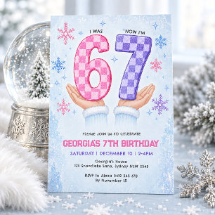 I Was 6 Now I’m 7: Winter Snowflake 7th Birthday Invitation