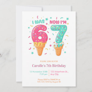 I Was 6 Now I’m Ice Cream 7 Birthday Invitation