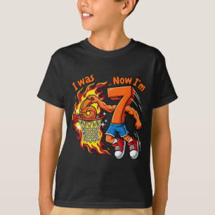 I was 6 now i'm 7 basketball 6 7 birthday T-Shirt