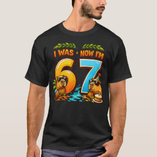 I Was 6 Now I'M 7 Birthday 67 Meme Capybara T-Shirt