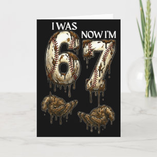 I Was 6 Now Im 7 Funny Baseball 6 7 Birthday Boys  Card
