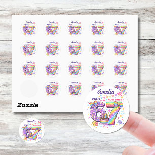 I Was 6 Now I'm 7 Girls 7th Birthday Classic Round Sticker