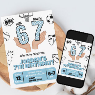 I was 6 Now I'm 7 Invite, 67 Birthday Invite