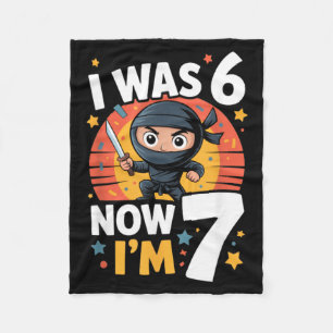 I Was 6 Now Im 7 Ninja Seventh Birthday Party Fleece Blanket
