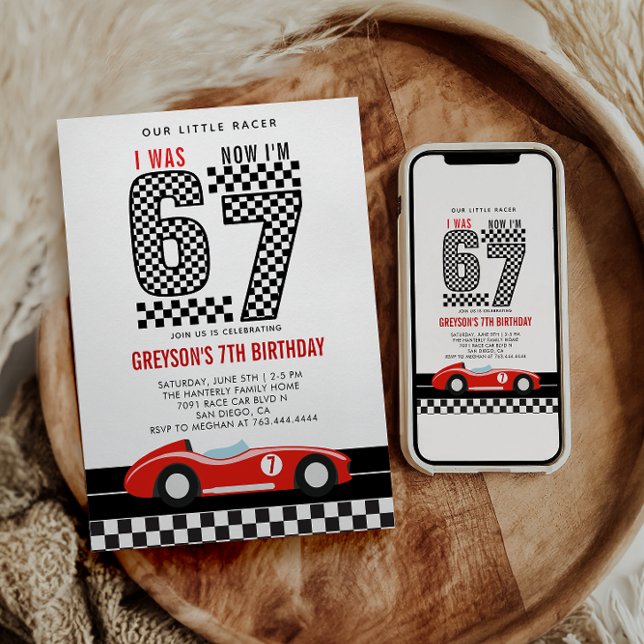 I Was 6 Now I'm 7 Race Car Boy 7th Birthday Party Invitation (I Was 6 Now I'm 7 Race Car Boy 7th Birthday Party Invitation
)