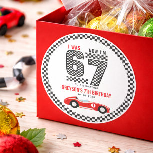 I Was 6 Now I'm 7 Race Car Boy Birthday Party Classic Round Sticker