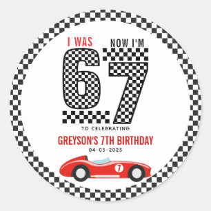 I Was 6 Now I'm 7 Race Car Boy Birthday Party Classic Round Sticker