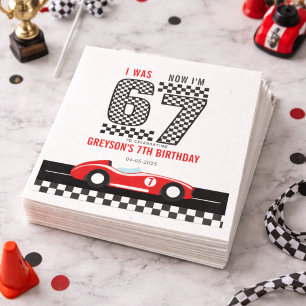 I Was 6 Now I'm 7 Race Car Boy Birthday Party Napkin