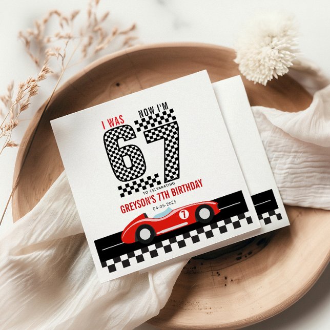 I Was 6 Now I'm 7 Race Car Boy Birthday Party Napkin (I Was 6 Now I'm 7 Race Car Boy Birthday Party Napkins
)
