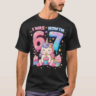 I Was 6 Now I'M 7 Seventh Birthday Girl Unicorn T-Shirt