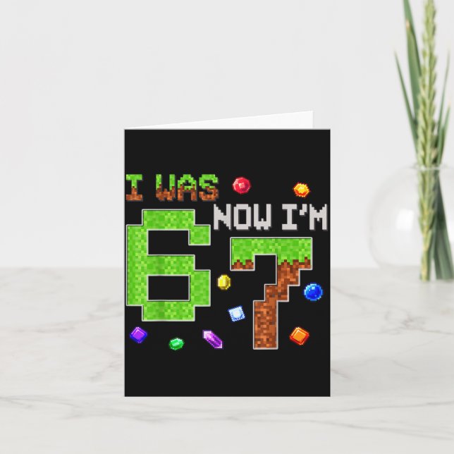I Was 6 Now I'm 7 Six Seven 7th Birthday Boys Kids Card (Front)