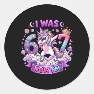 I was 6 Now Im 7 Unicorn Girl 6 7 Birthday Classic Round Sticker