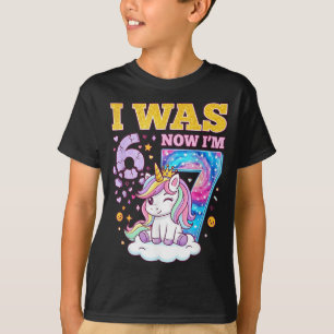 I was 6 Now Im 7 Unicorn Girl 6 7 Birthday T-Shirt