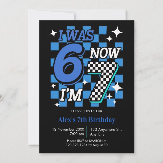I Was 6 Years Old Now I'm 7 Years Old Boy birthday Invitation (Front)