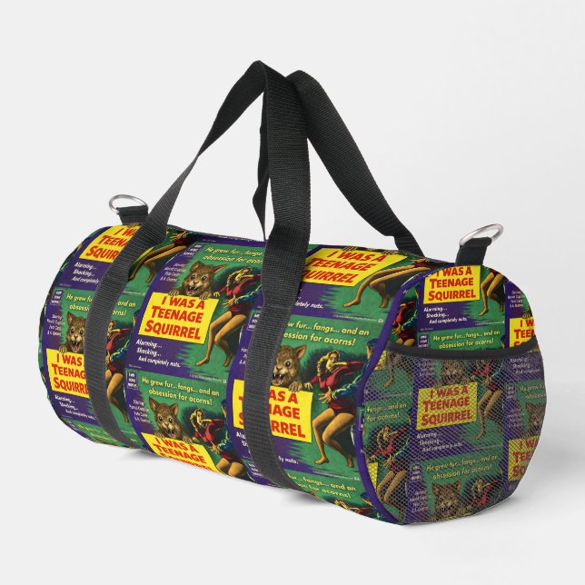 I Was a Teenage Squirrel Parody Duffle Bag (Right Corner)