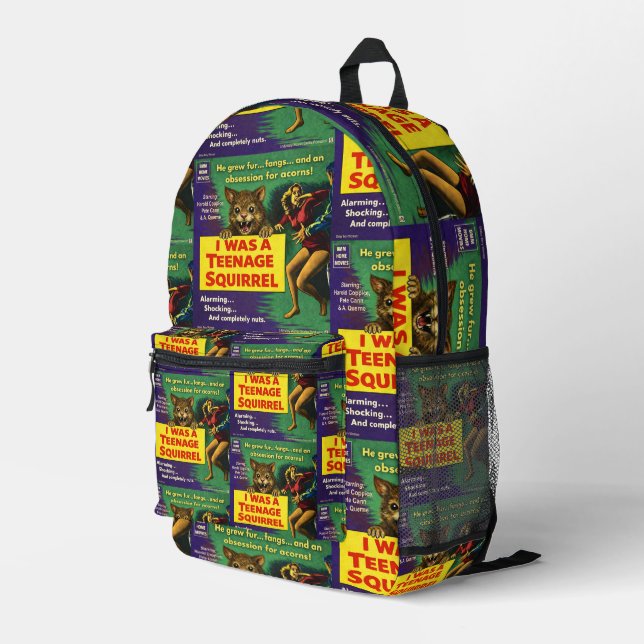 I Was a Teenage Squirrel Parody Printed Backpack (Back Corner Right)