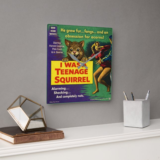I Was a Teenage Squirrel Parody Square Wall Clock (Office)