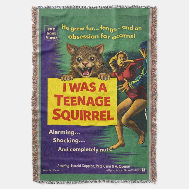 I Was a Teenage Squirrel Parody Throw Blanket (Front Vertical)