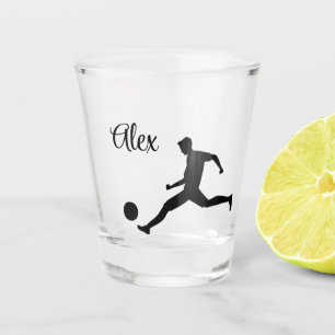 I was born to play soccer shot glass