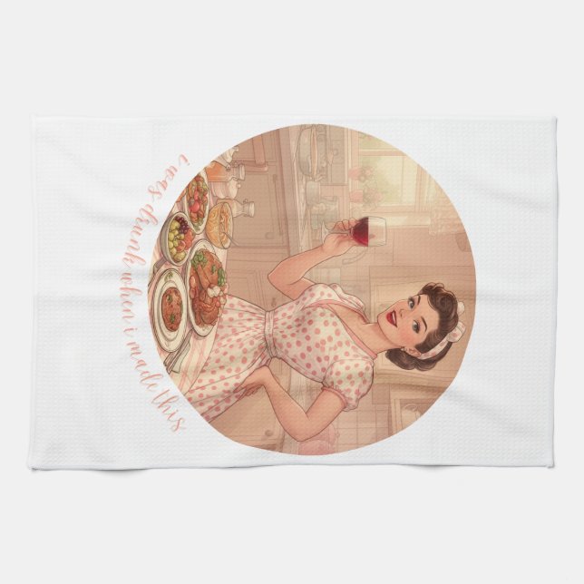 I Was Drunk When I Made This Illustration | Retro  Tea Towel (Horizontal)