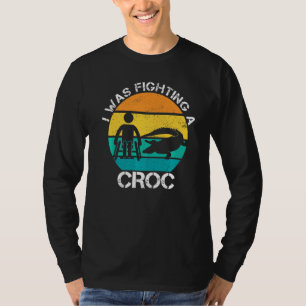 I Was Fighting A Croc Funny Wheelchair Humour Hand T-Shirt