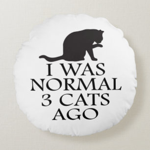i-was-normal-3-cats-ago--funny-cat round cushion