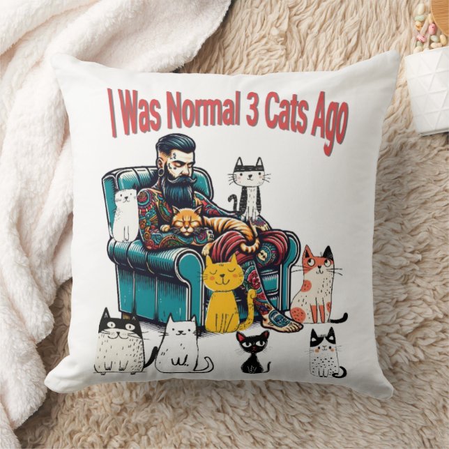I Was Normal 3 Cats Ago Pillow – Funny Cat  (Blanket)