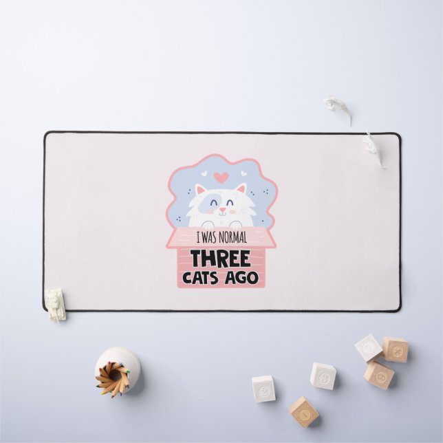 I Was Normal Three Cats Ago Desk Mat (Kids Table)