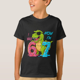 I Was Six Now I'm Seven T-rex Dinosaur 67 Meme 7th T-Shirt