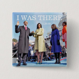 I WAS THERE: Obama Family at Inaugural Ceremony 15 Cm Square Badge