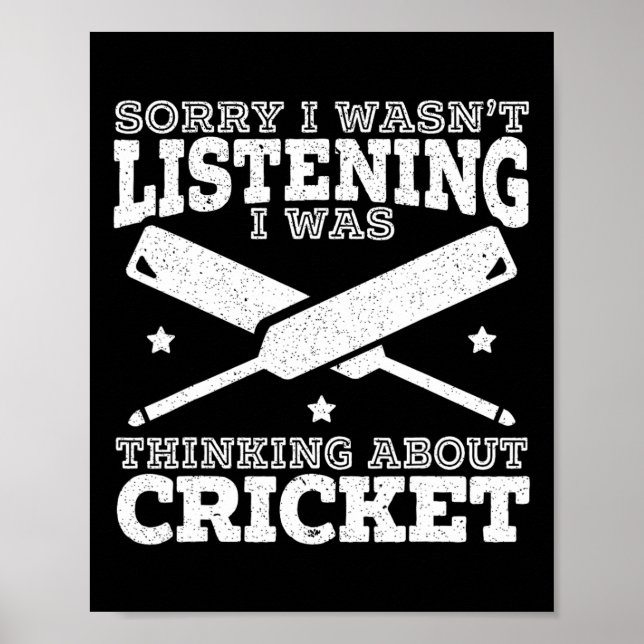 I Was Thinking About Cricket Cricketer Sport Ll Ga Poster (Front)