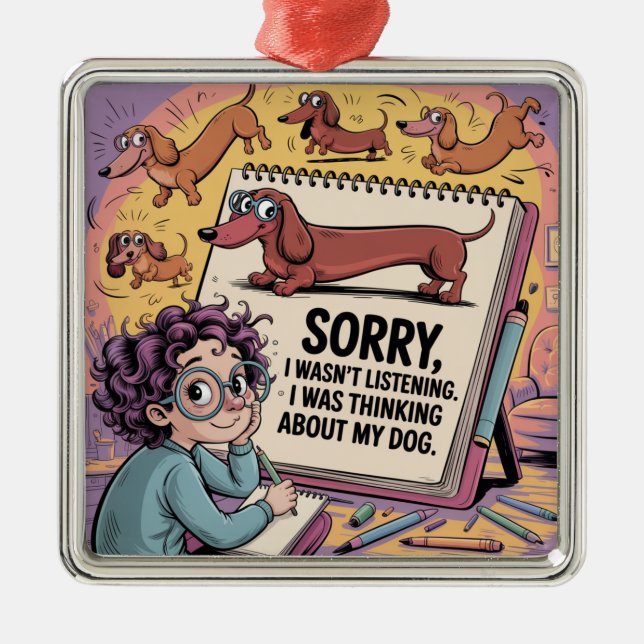 I Was Thinking About My Dog Metal Tree Decoration (Front)