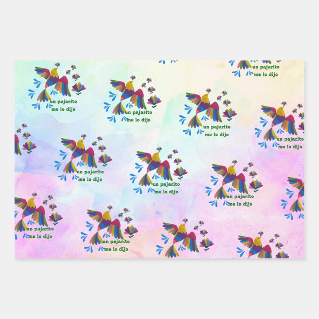 'I Was Told by a Pajarito' - Mexican Art Wrapping Paper Sheet (Front)