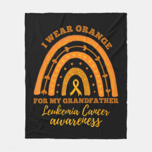 I We Wear Orange For Grandfather Leukaemia Cancer  Fleece Blanket
