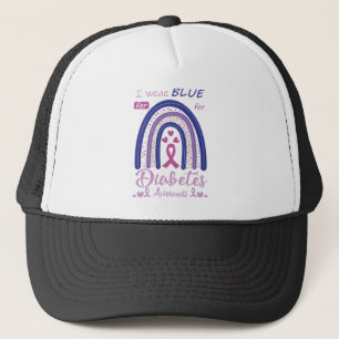 i weae blue for diabetes awearenes trucker hat