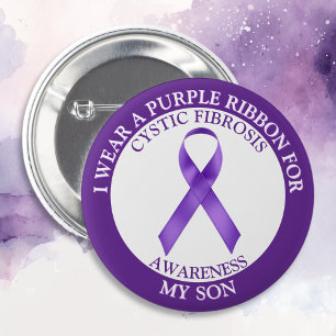 I Wear a CF Purple Ribbon for my Son 6 Cm Round Badge