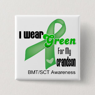 I Wear a Green Ribbon For My Grandson BMT/SCT 15 Cm Square Badge