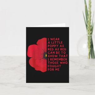 I Wear A Little Poppy As Red-patriotic, Usa Card