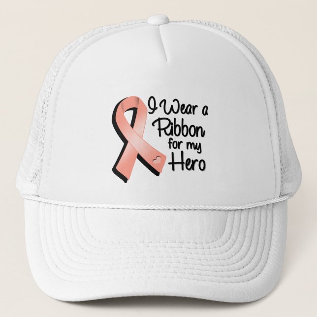 I Wear a Peach Ribbon For My Hero Trucker Hat (Front)