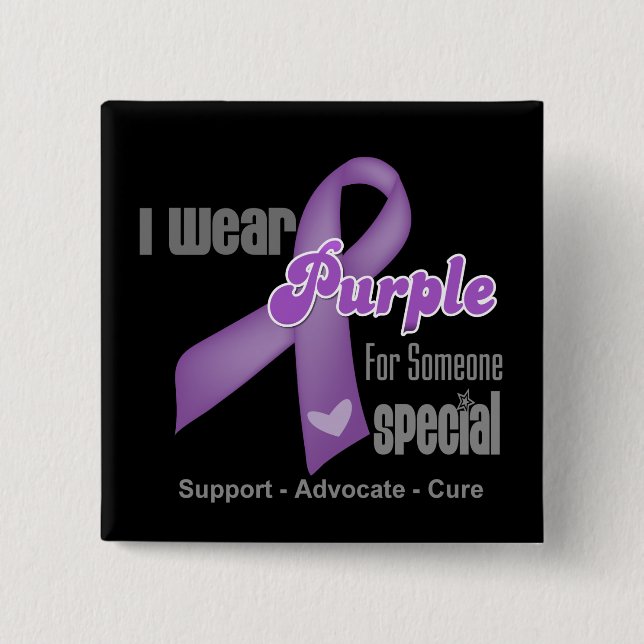 I Wear a Purple Ribbon For Someone Special 15 Cm Square Badge (Front)