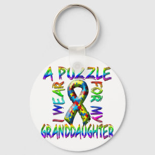 I Wear A Puzzle for my Granddaughter Key Ring