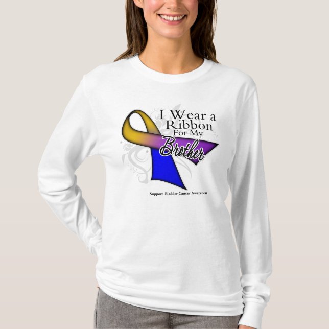 I Wear a Ribbon For My Brother - Bladder Cancer T-Shirt (Front)
