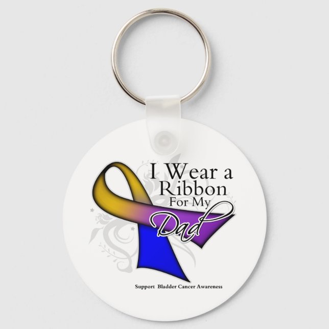 I Wear a Ribbon For My Dad - Bladder Cancer Key Ring (Front)
