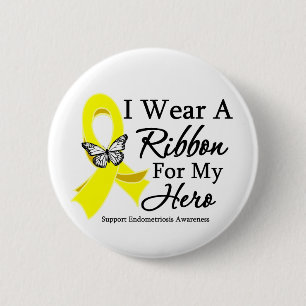I Wear a Ribbon For My HERO Endometriosis 6 Cm Round Badge