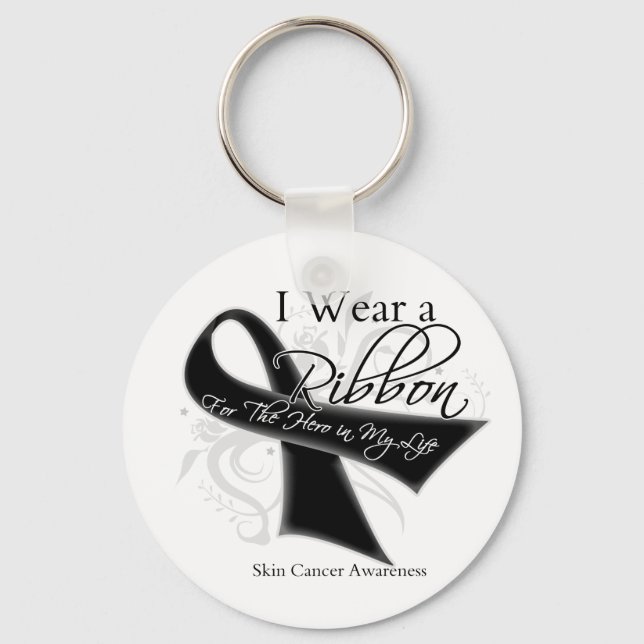 I Wear a Ribbon For My Hero - Melanoma Key Ring (Front)