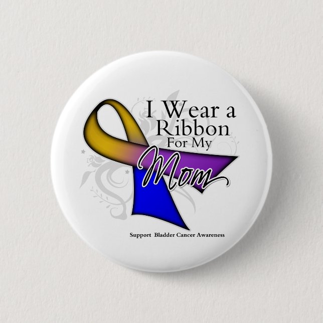 I Wear a Ribbon For My Mum - Bladder Cancer 6 Cm Round Badge (Front)