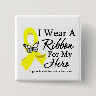 I Wear a Ribbon HERO Suicide Prevention 15 Cm Square Badge