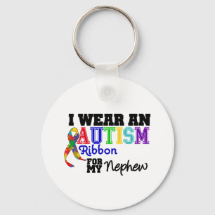 I Wear An Autism Ribbon For My Nephew Key Ring