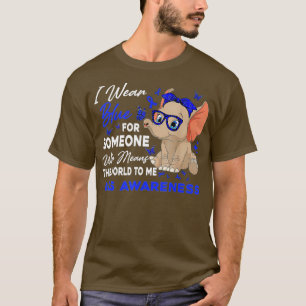I Wear Blue ALS Awareness Glasses Elephant  T-Shirt