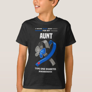 I Wear Blue and Gray For My Aunt Type One Diabetes T-Shirt